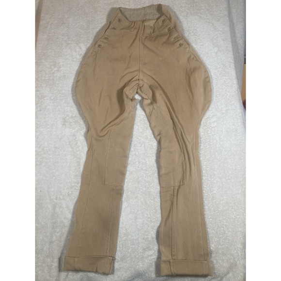 Other - Vintage Equestrian Breeches Girls 10/12 Side Buttons Tan Jodhpur Horse Pants